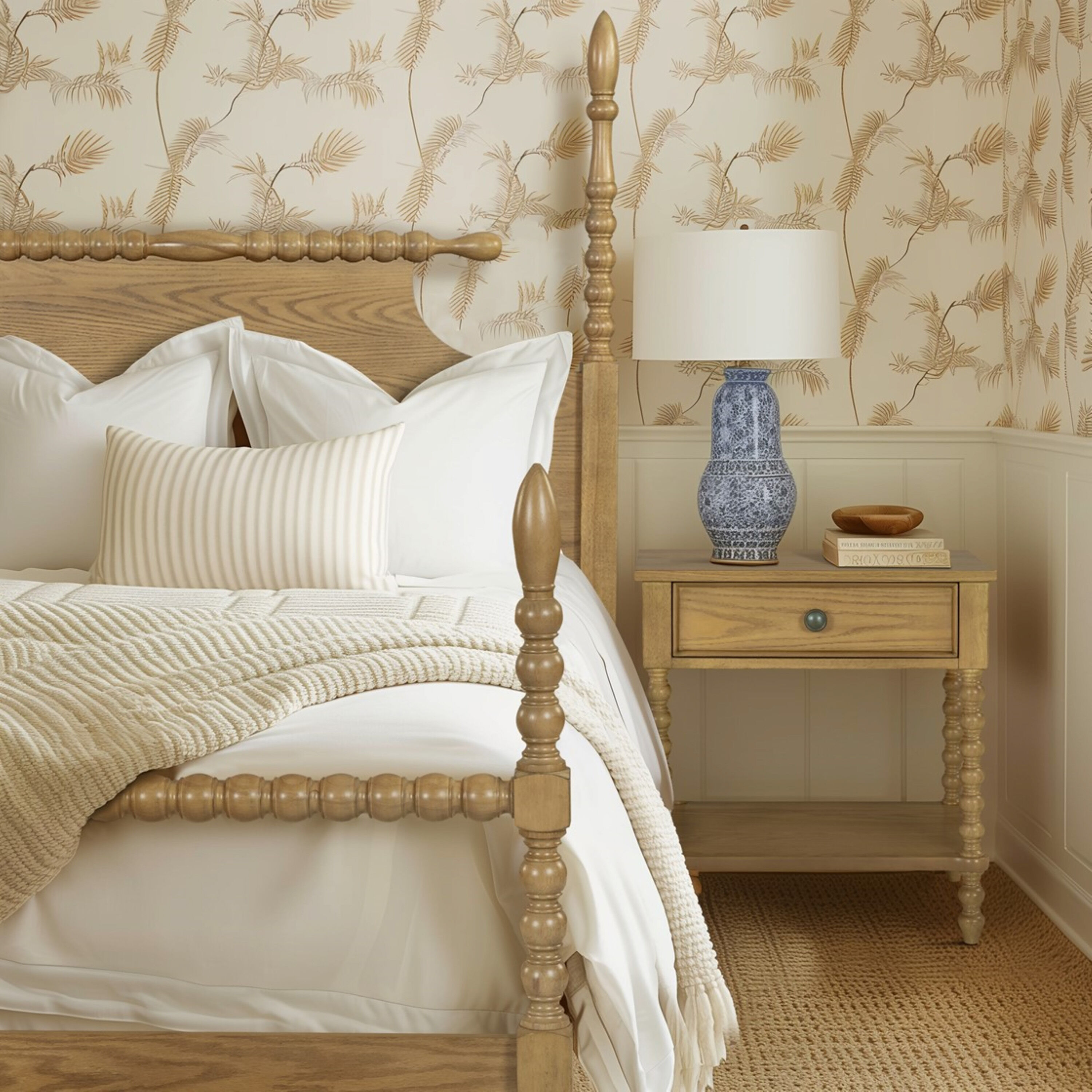 Turned Bobbin Leg Nightstand with Drawer image number 1