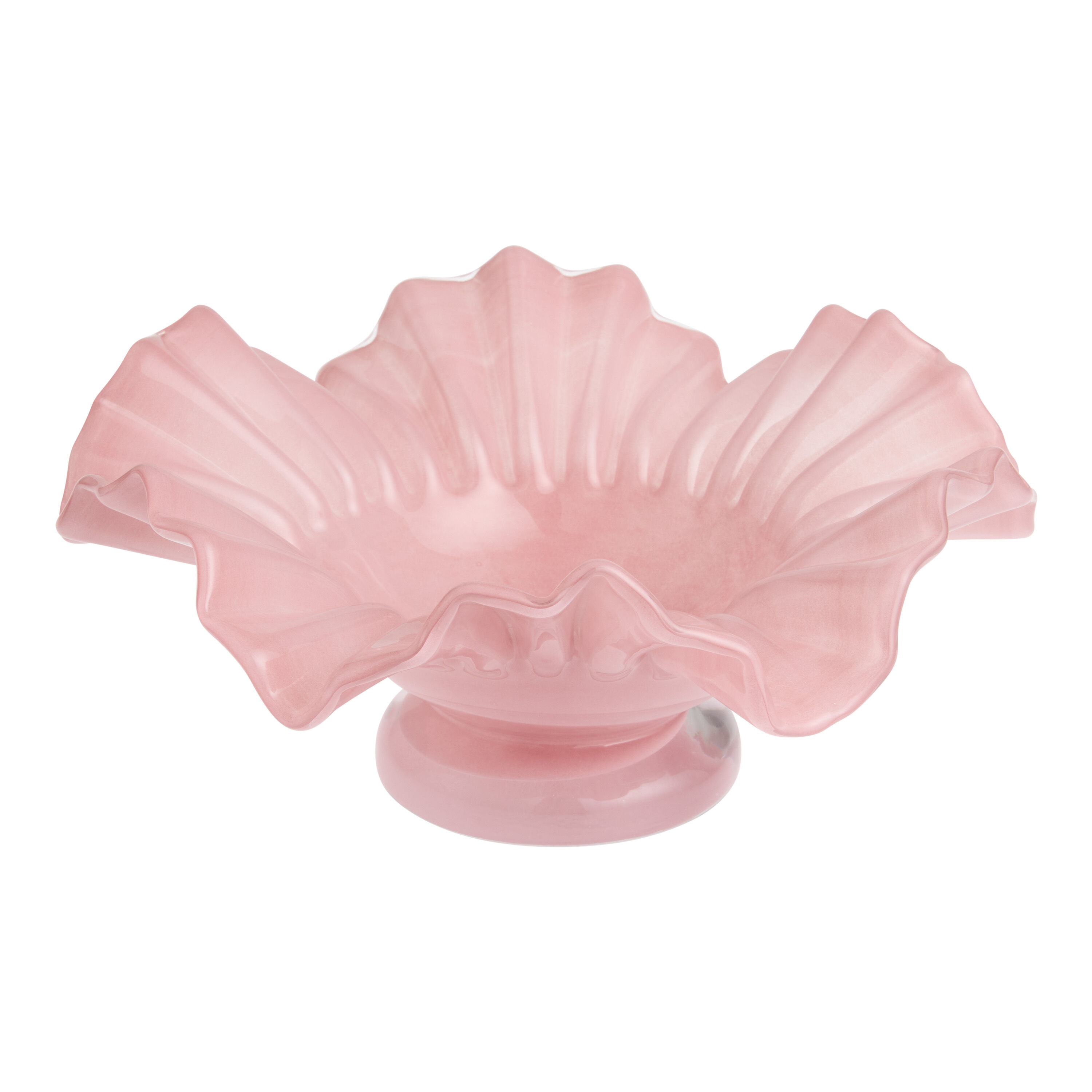 Pink Glass Wavy Art Deco Decorative Bowl image number 0