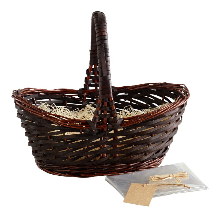 Dark Brown Gift Basket Kit With Handle - World Market