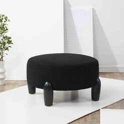 Barlow Round Faux Shearling Upholstered Ottoman 