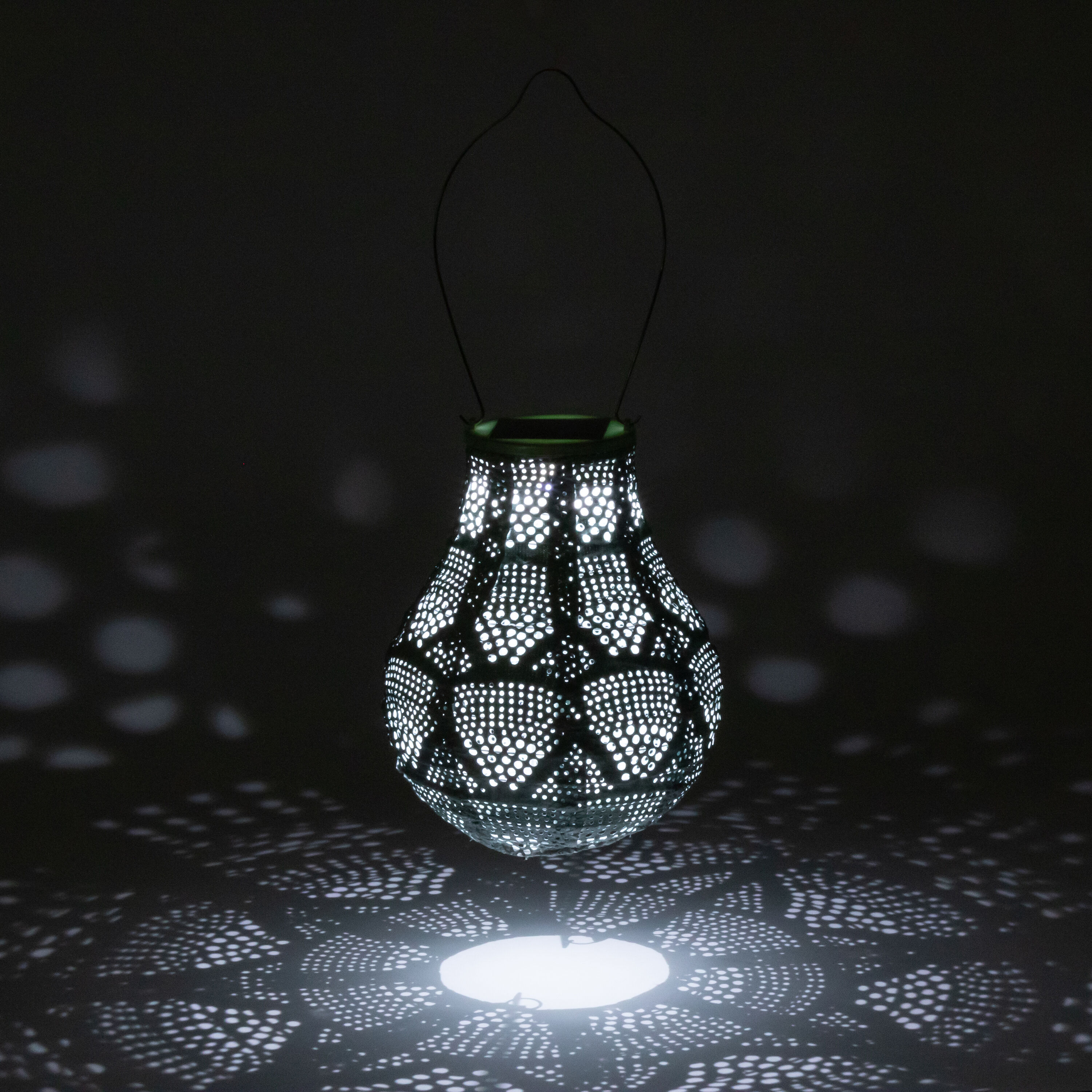 Geometric Wave Fabric Bulb Solar LED Lantern by World Market