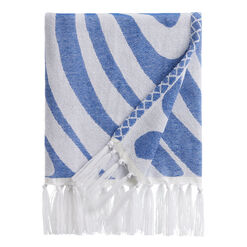 Harley Blue And White Abstract Waves Beach Towel