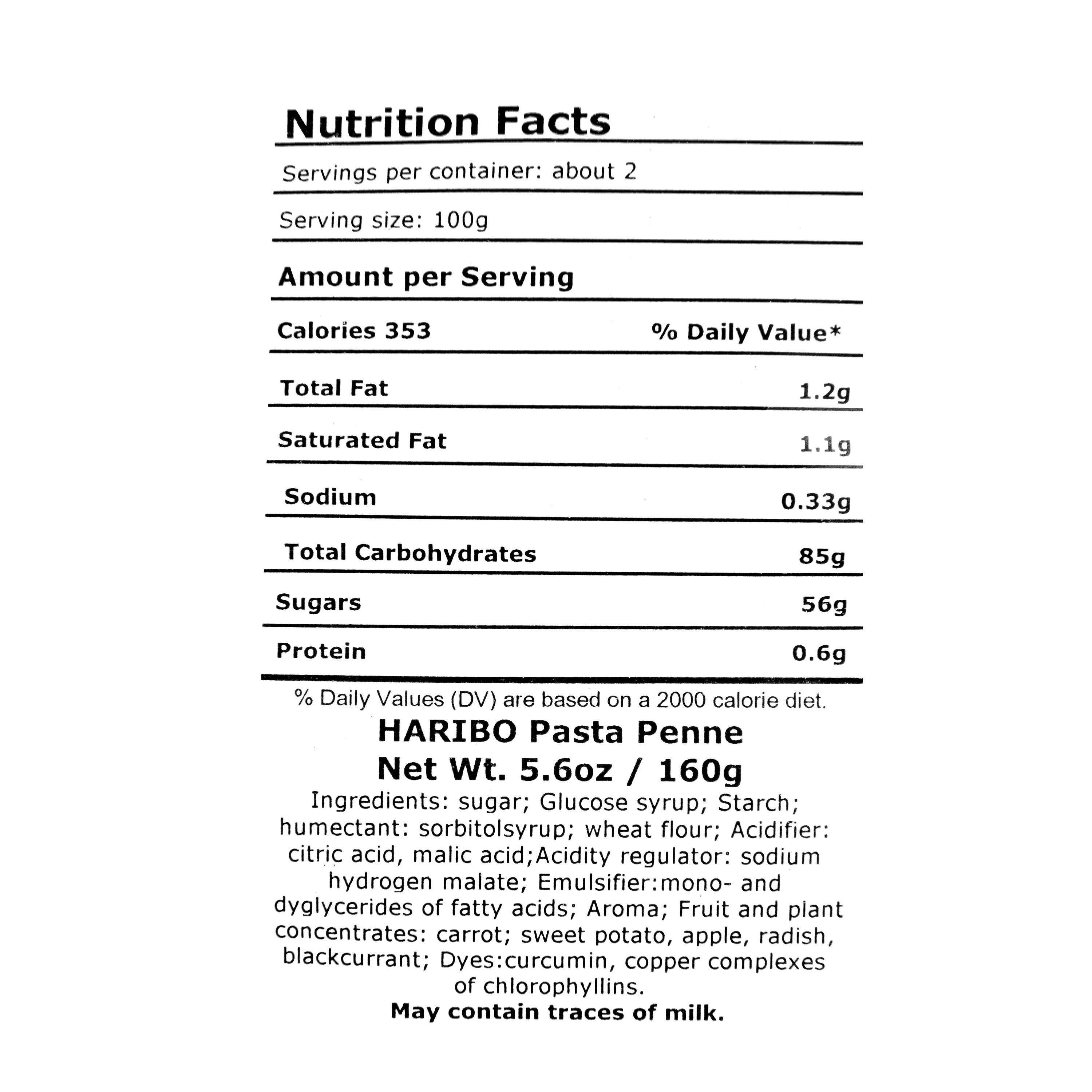 Haribo Sour Pasta Penne Gummy Candy image number 1