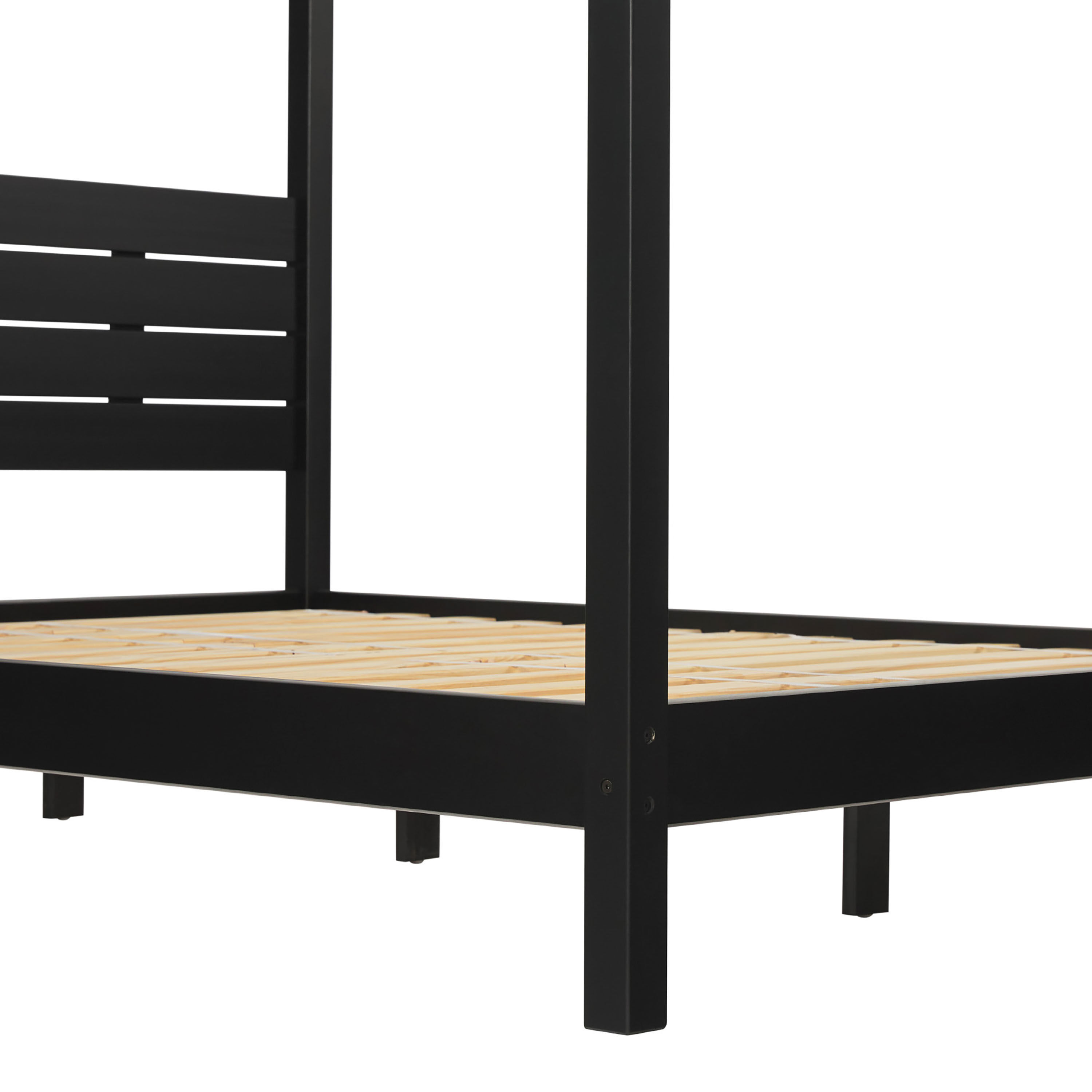 Cres Slatted Pine Wood Canopy Bed image number 4