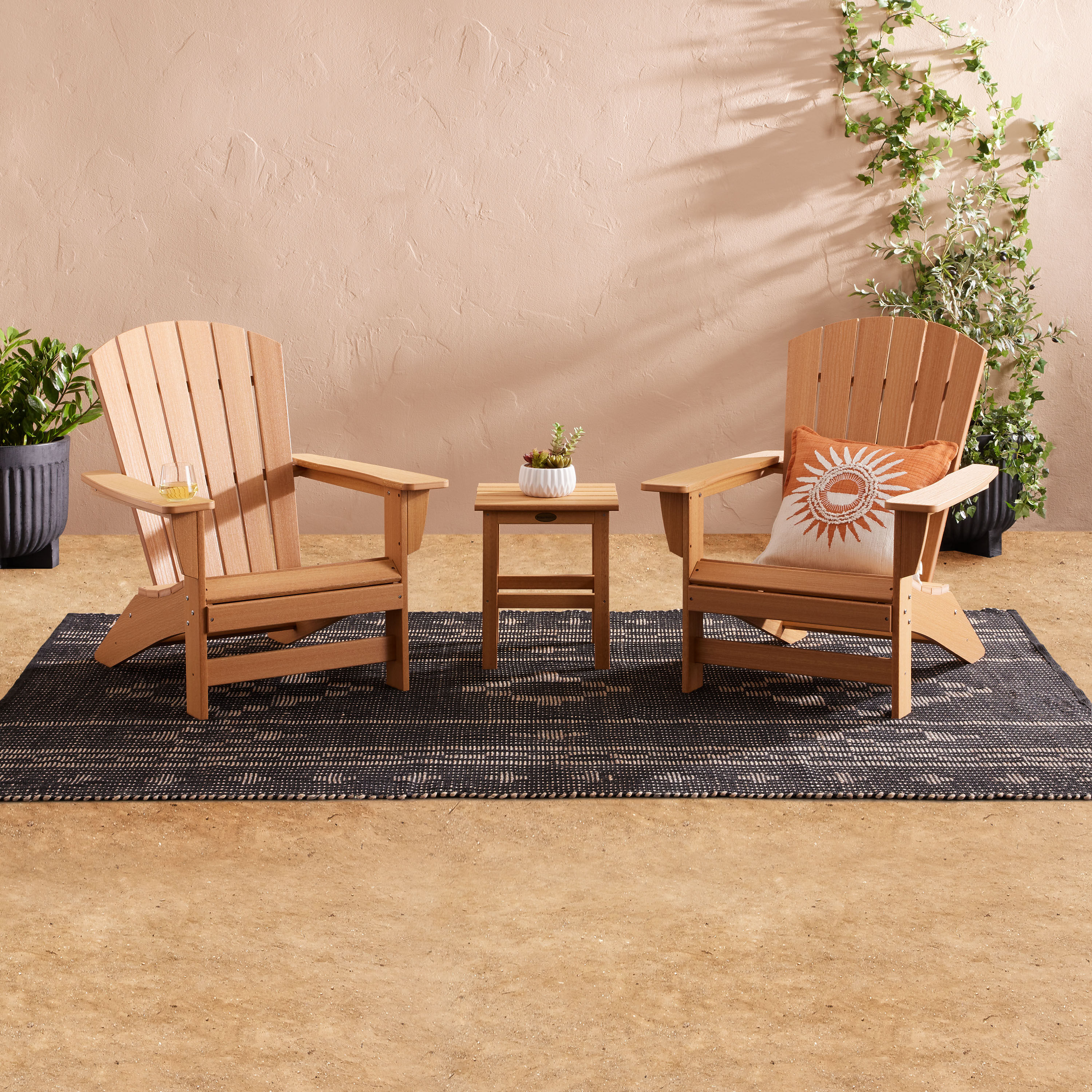 Natural All Weather Recycled Plastic 3 Piece Adirondack Set World Market