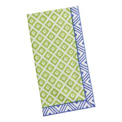 Lime Green and Blue Block Print Napkin
