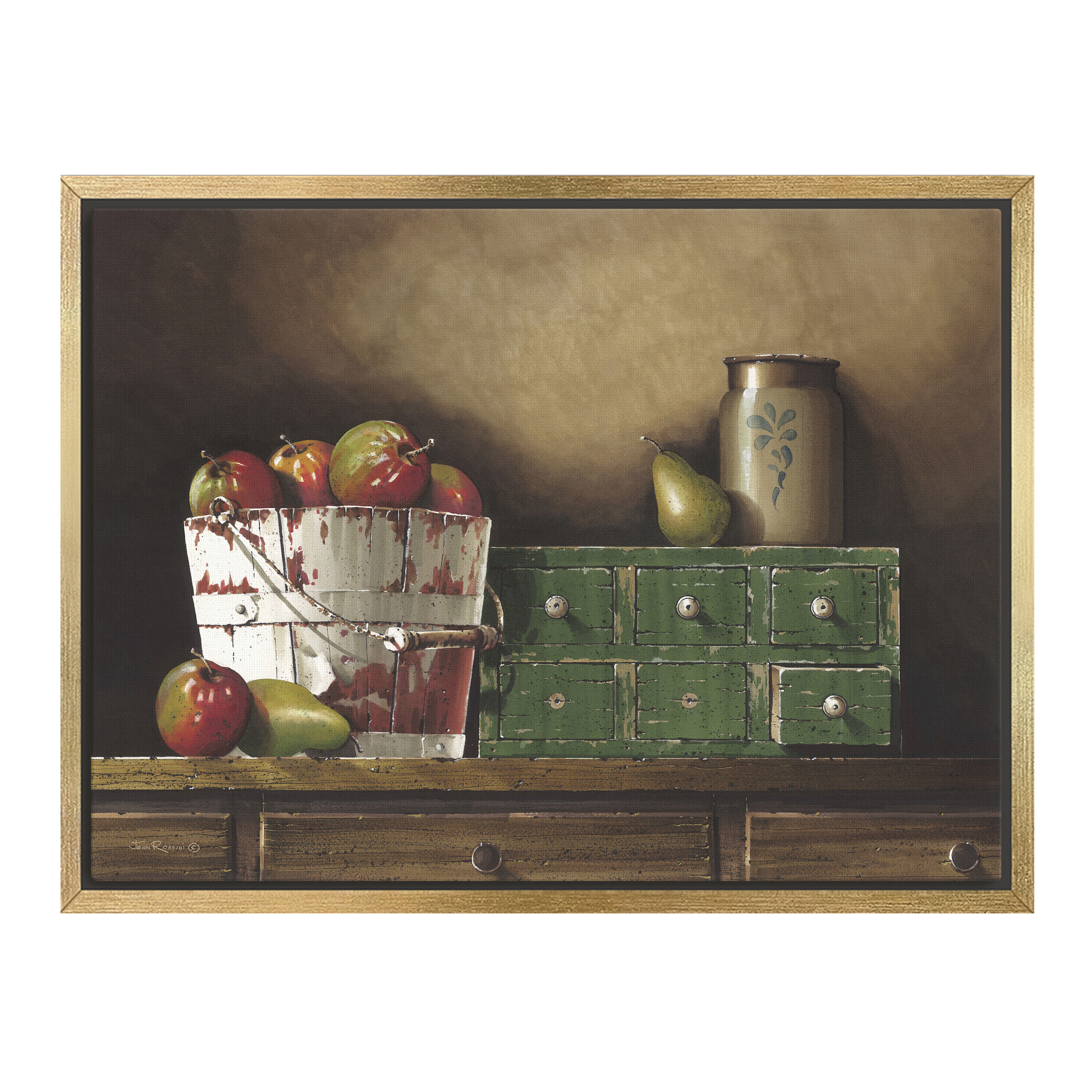 Apples & Pears by John Rossini Framed Canvas Wall Art image number 0
