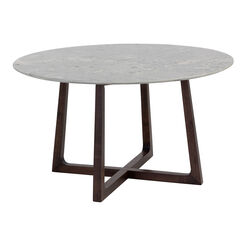 Conway Round Wood And Faux Marble Dining Table