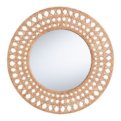 Round Natural Cane Woven Wall Mirror