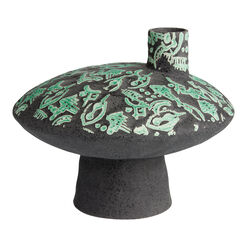 CRAFT Niro Black And Aqua Ceramic Asymmetrical Vase
