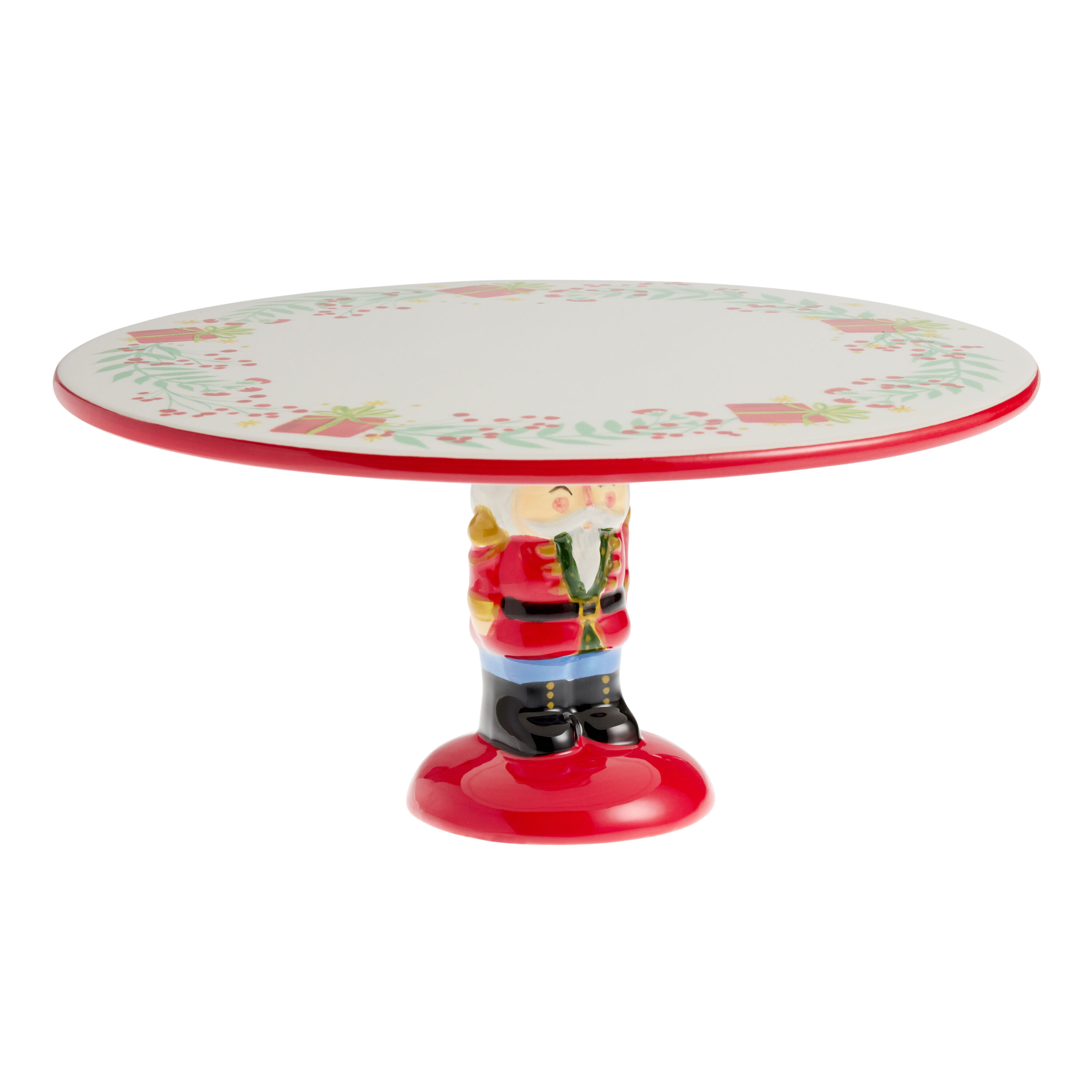 Red and Cream Ceramic Nutcracker Cake Stand World Market