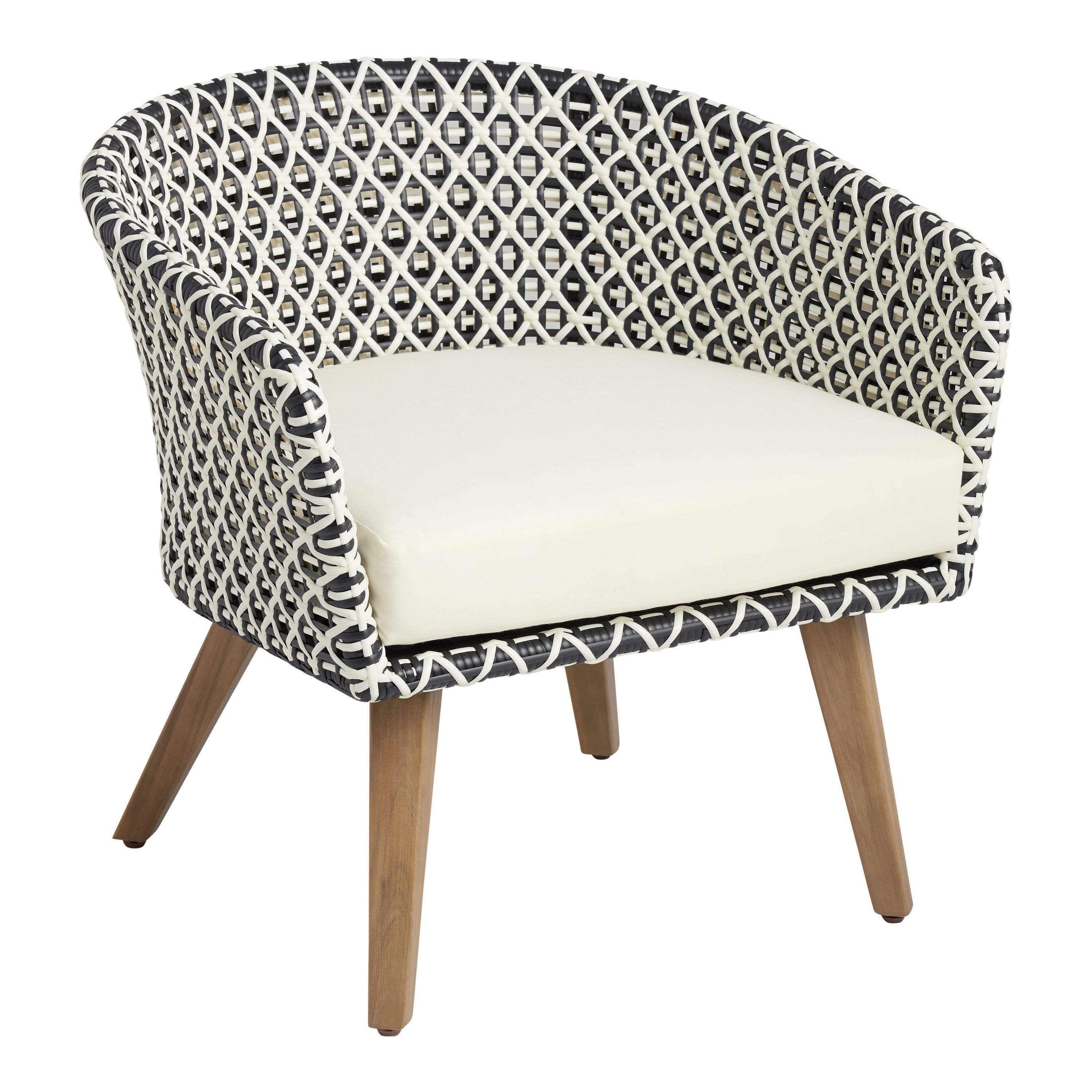 Calabria Black and White All Weather Wicker Outdoor Chair