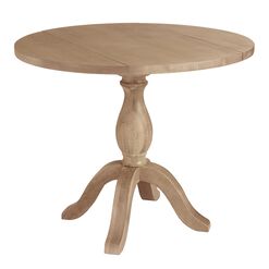 Jozy Round Weathered Gray Wood Drop Leaf Dining Table