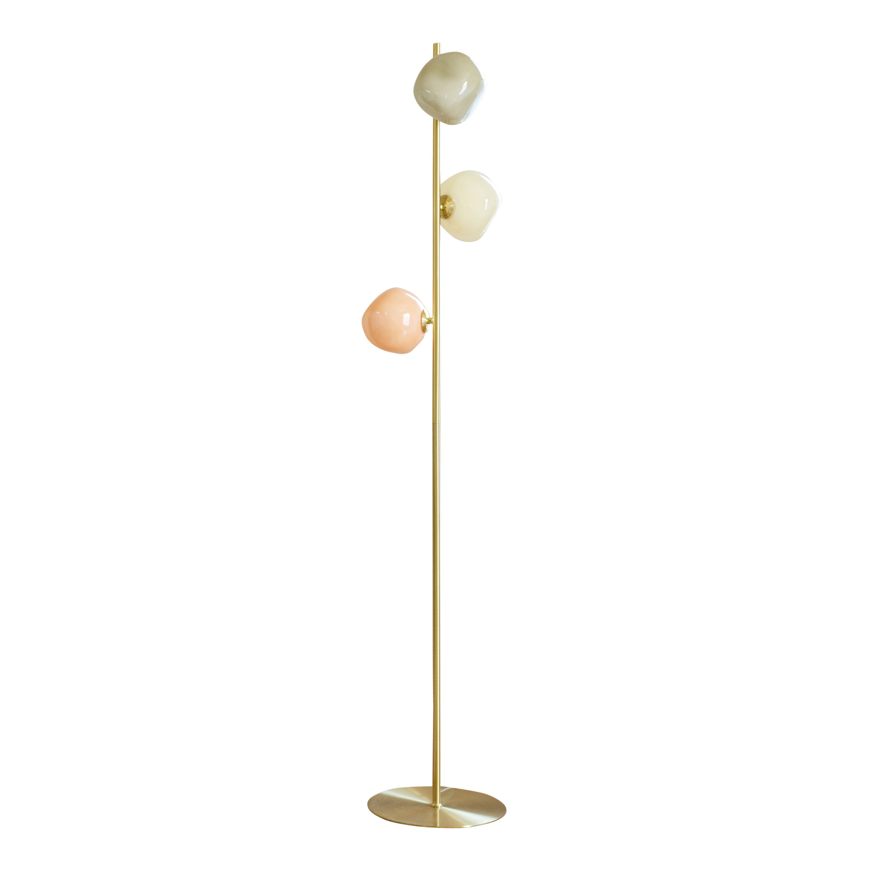 Tricolor Blown Glass Orb and Brass 3 Light LED Floor Lamp World Market