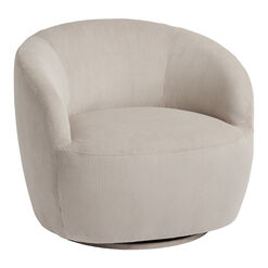 Royce Taupe Corduroy Upholstered Swivel Chair