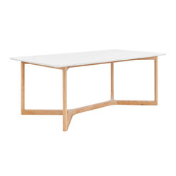 Oxford Matte White and Natural Wood Dining Table