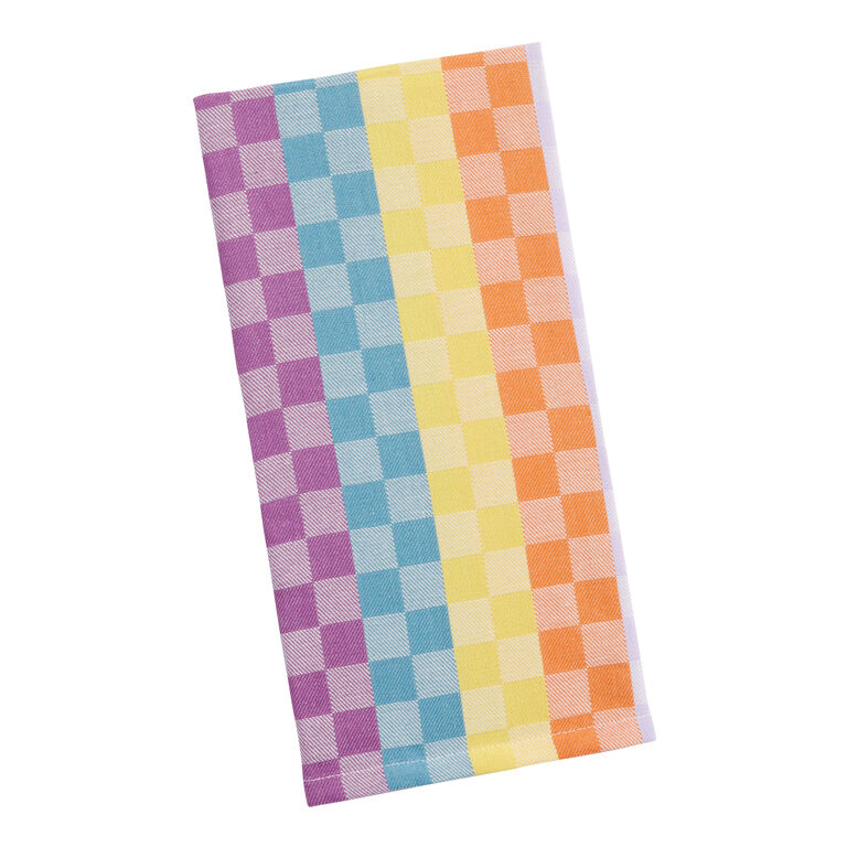 Multicolor Checkered Color Block Kitchen Towel - World Market