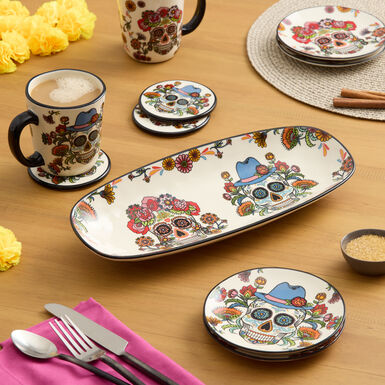 Multicolor Sugar Skull Hand Painted Appetizer Plate Multicolor Sugar Skull Hand Painted Appetizer Plate