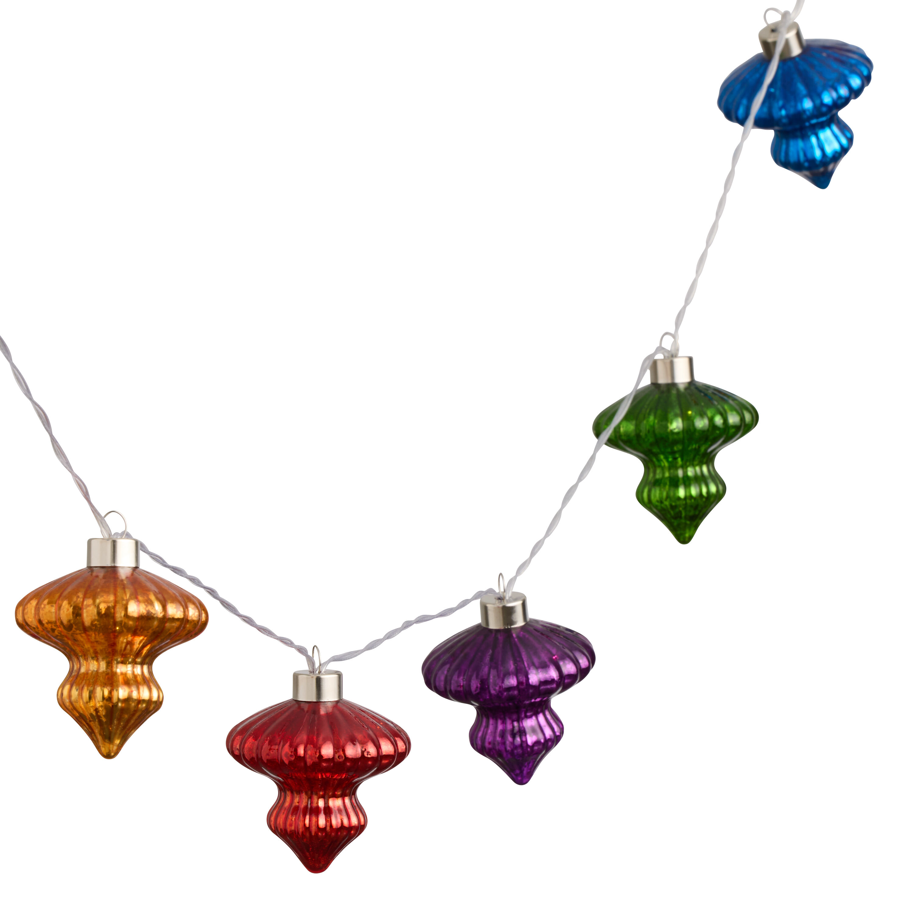 Multicolor Mercury Glass LED Battery Operated String Lights image number 2