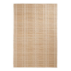 Rocco White and Natural Geo Stripe Jute and Cotton Area Rug