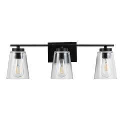 Grezler Black And Clear Glass 3 Light Wall Sconce
