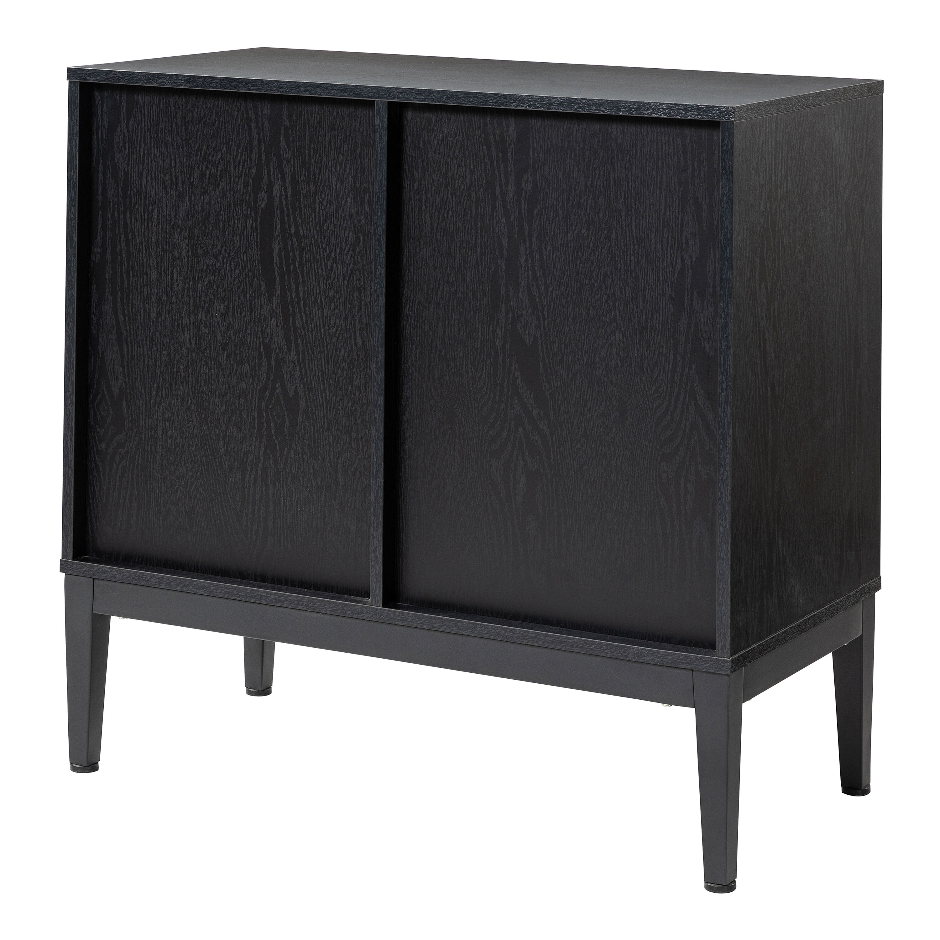 Widgate Wood and Black Metal Herringbone Storage Cabinet image number 3