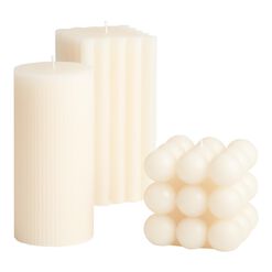 Ivory Unscented Fashion Pillar Candle Collection