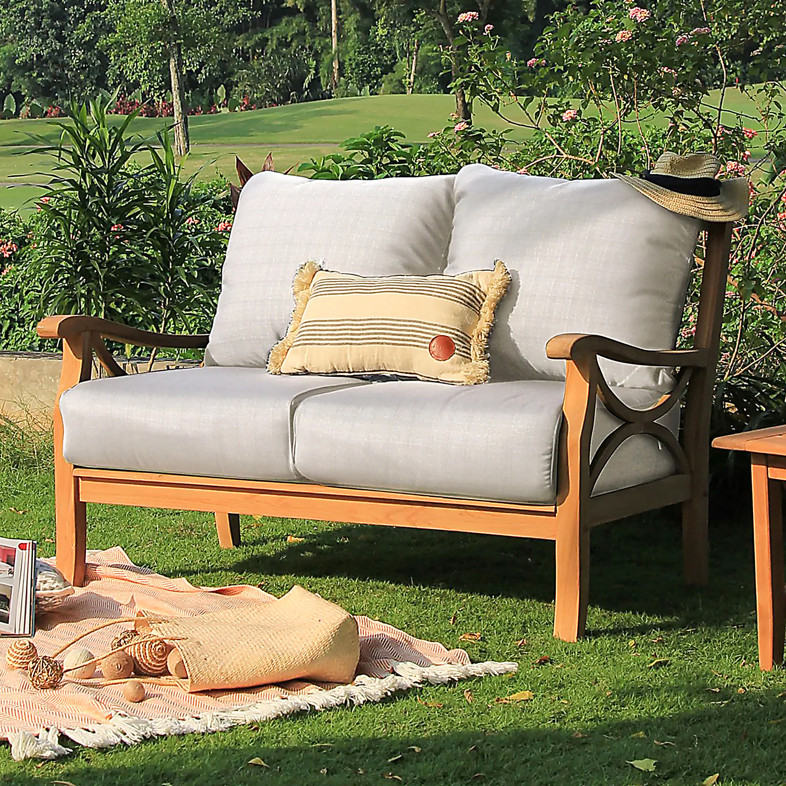 Mendocino Teak Wood Outdoor Loveseat