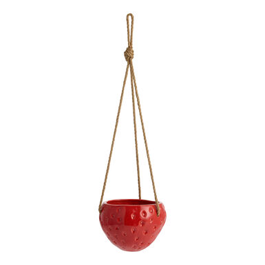 Red Ceramic Strawberry Hanging Planter Red Ceramic Strawberry Hanging Planter