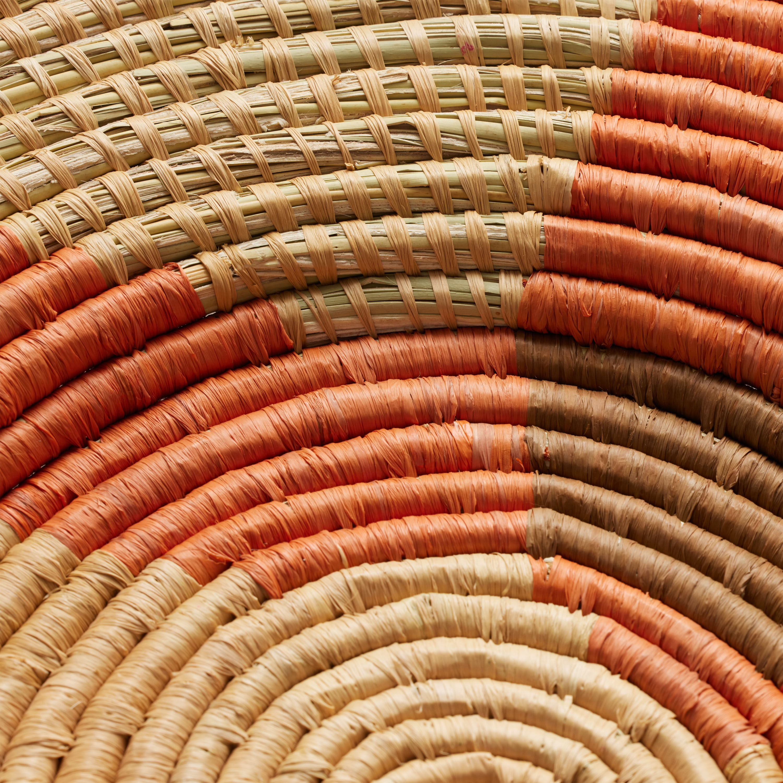 All Across Africa Orange And Tan Raffia Disc Wall Decor