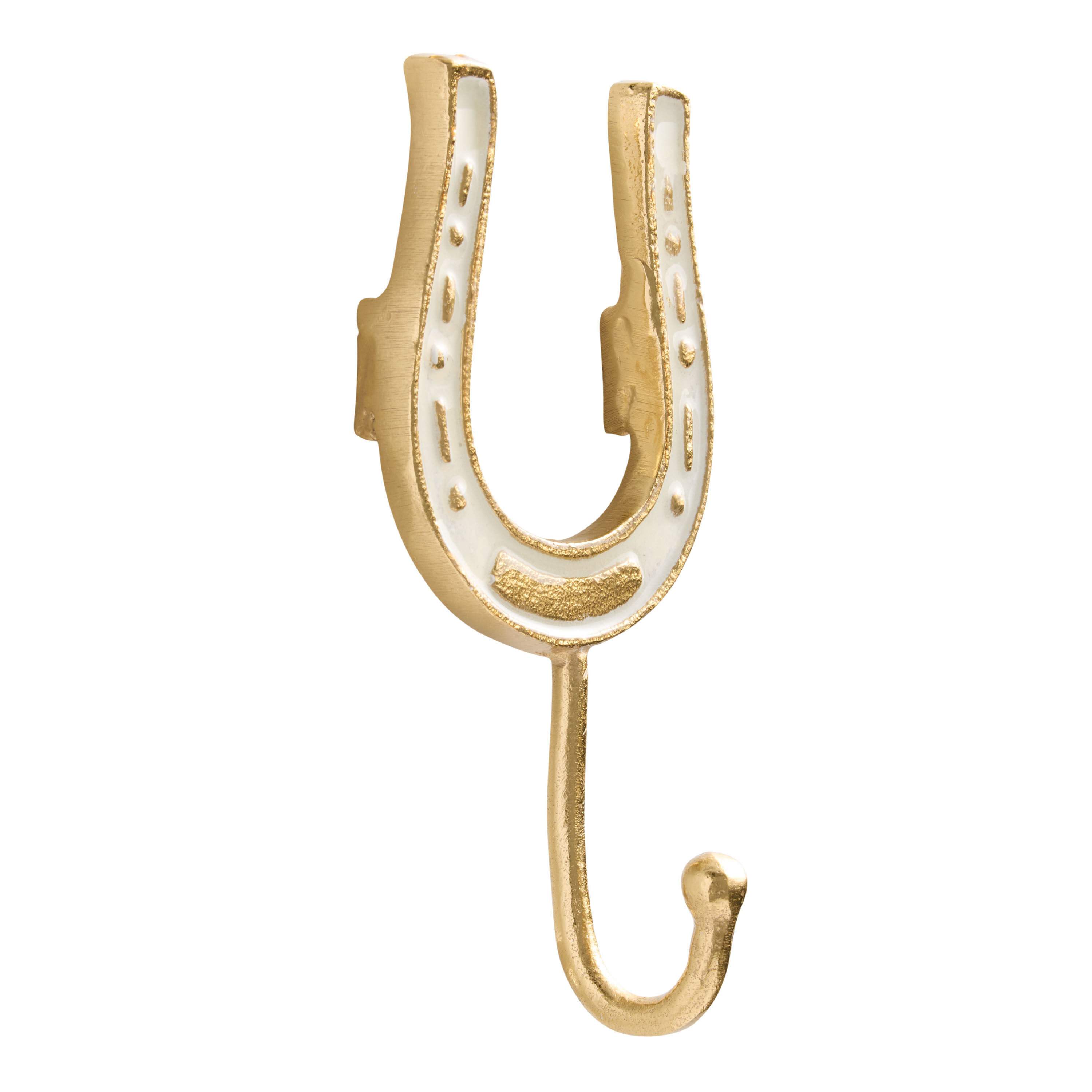 Ivory Enamel and Metal Horseshoe Wall Hook image number 2