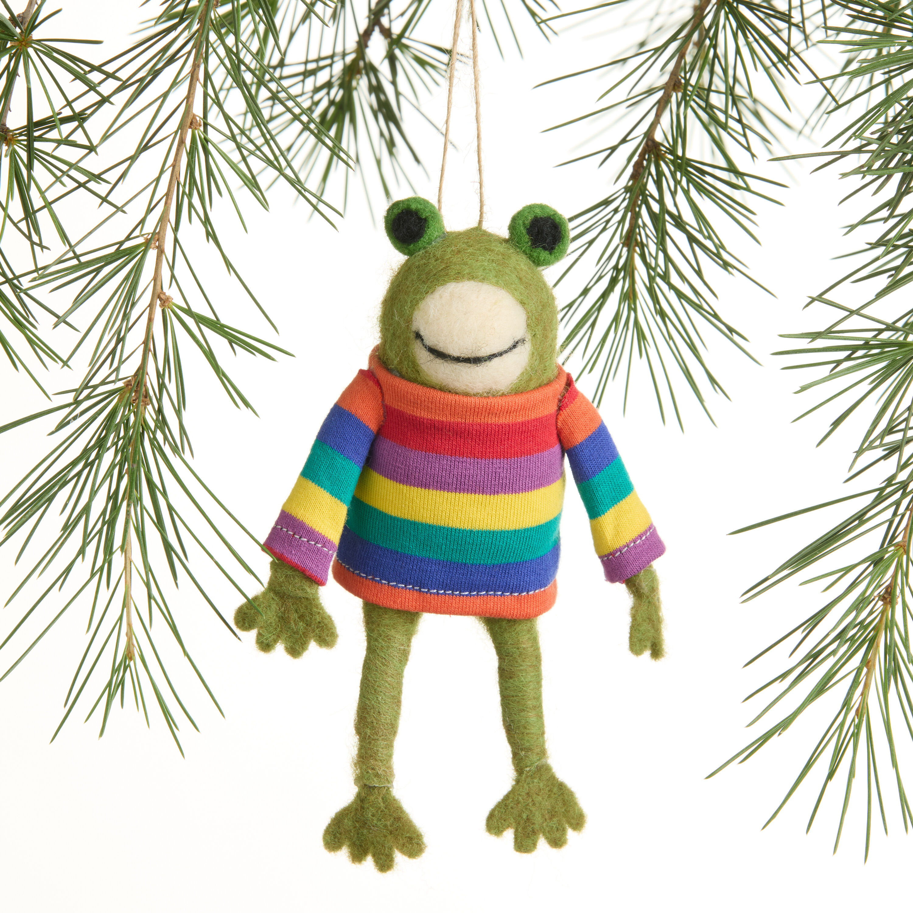 Wool Frog with Striped Shirt Ornament image number 0