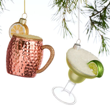 Margarita and Moscow Mule Ornaments Set of 2 Margarita and Moscow Mule Ornaments Set of 2