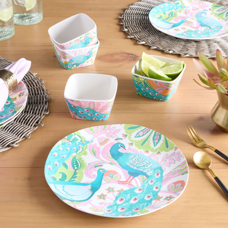 Multicolor Boho Blooms Peacock Melamine Salad Plate image number 2