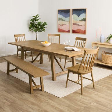 Emerson Brushed Golden Oak Farmhouse Dining Bench Emerson Brushed Golden Oak Farmhouse Dining Bench