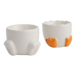 Ceramic Springtime Animal Feet Egg Cups Set of 2