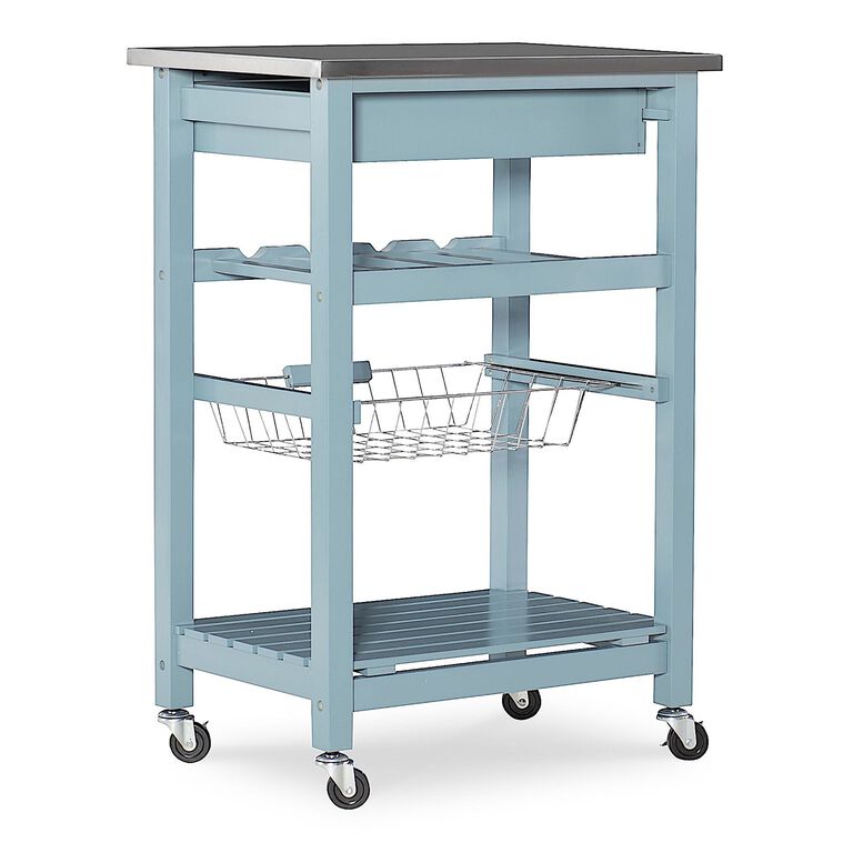 Grover Wood And Stainless Steel Kitchen Cart image number 4