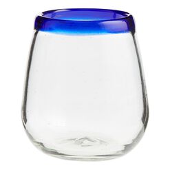 Rocco Blue Handcrafted Stemless Wine Glass