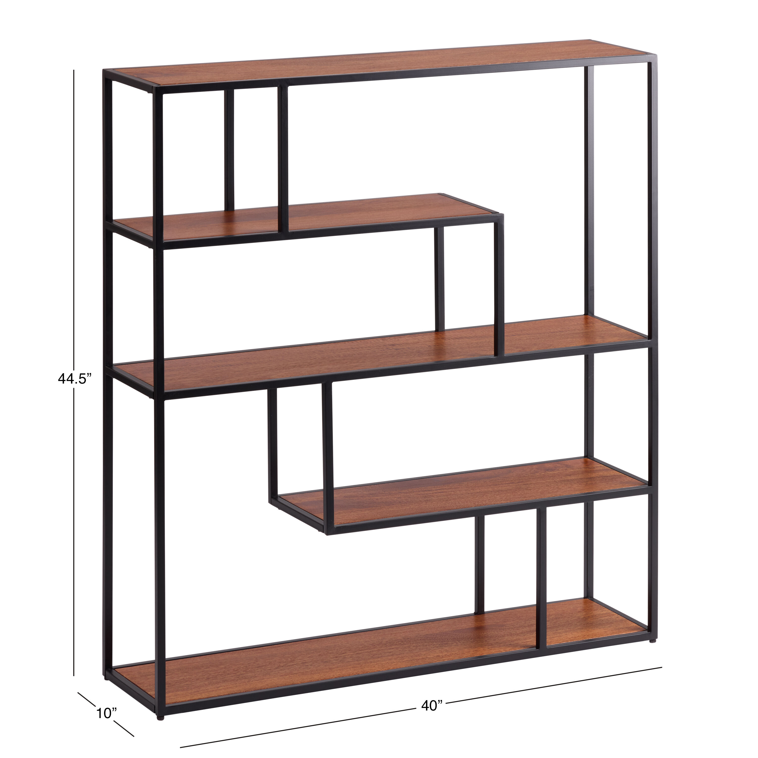 Quintin Low Wood and Black Metal Modern Bookshelf image number 5