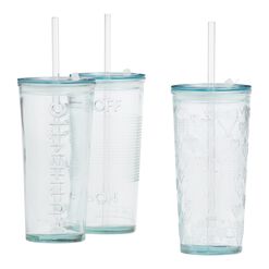 Spanish Recycled Glass To Go Tumbler With Straw