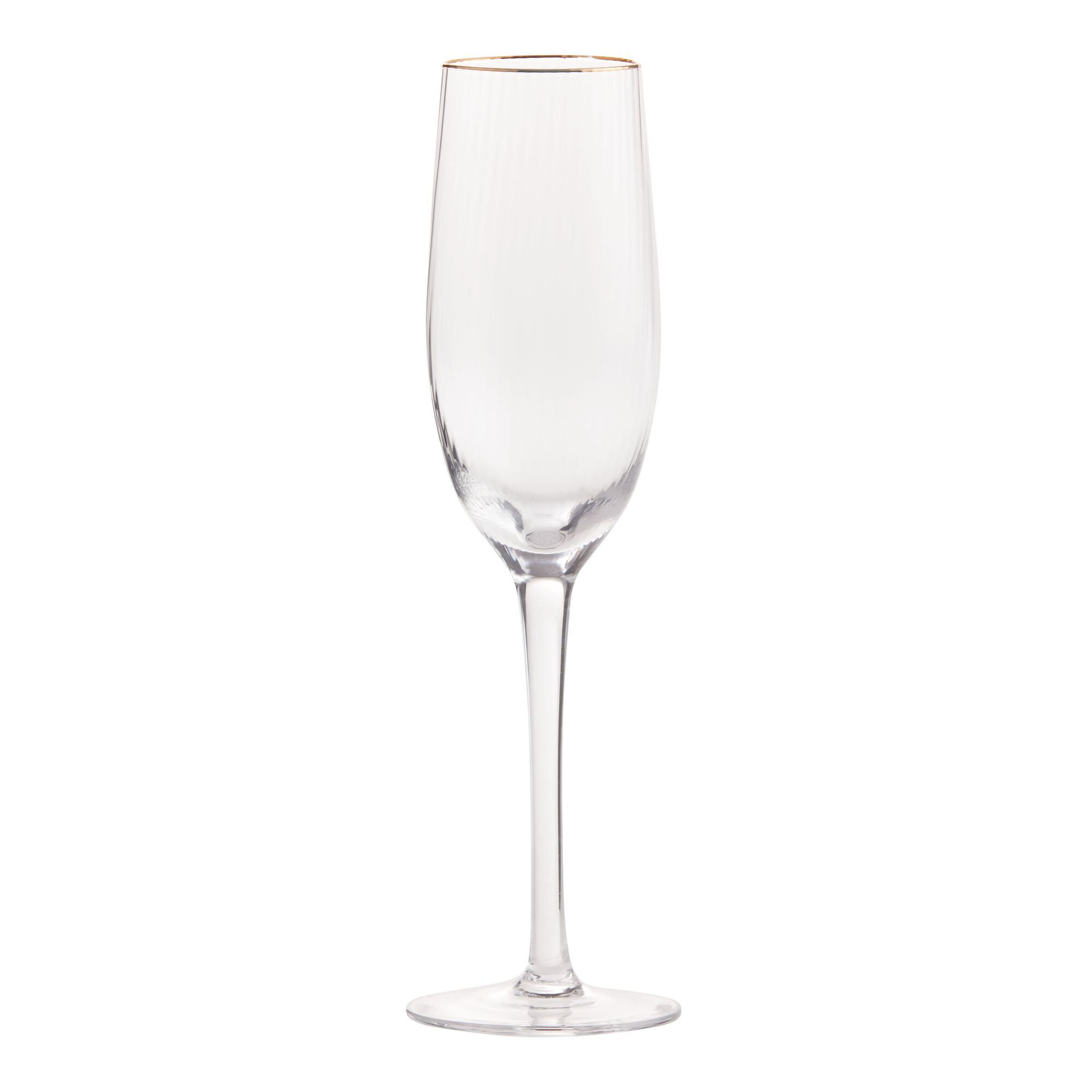 Gold Rim Ribbed Champagne Flute Set of 2 World Market