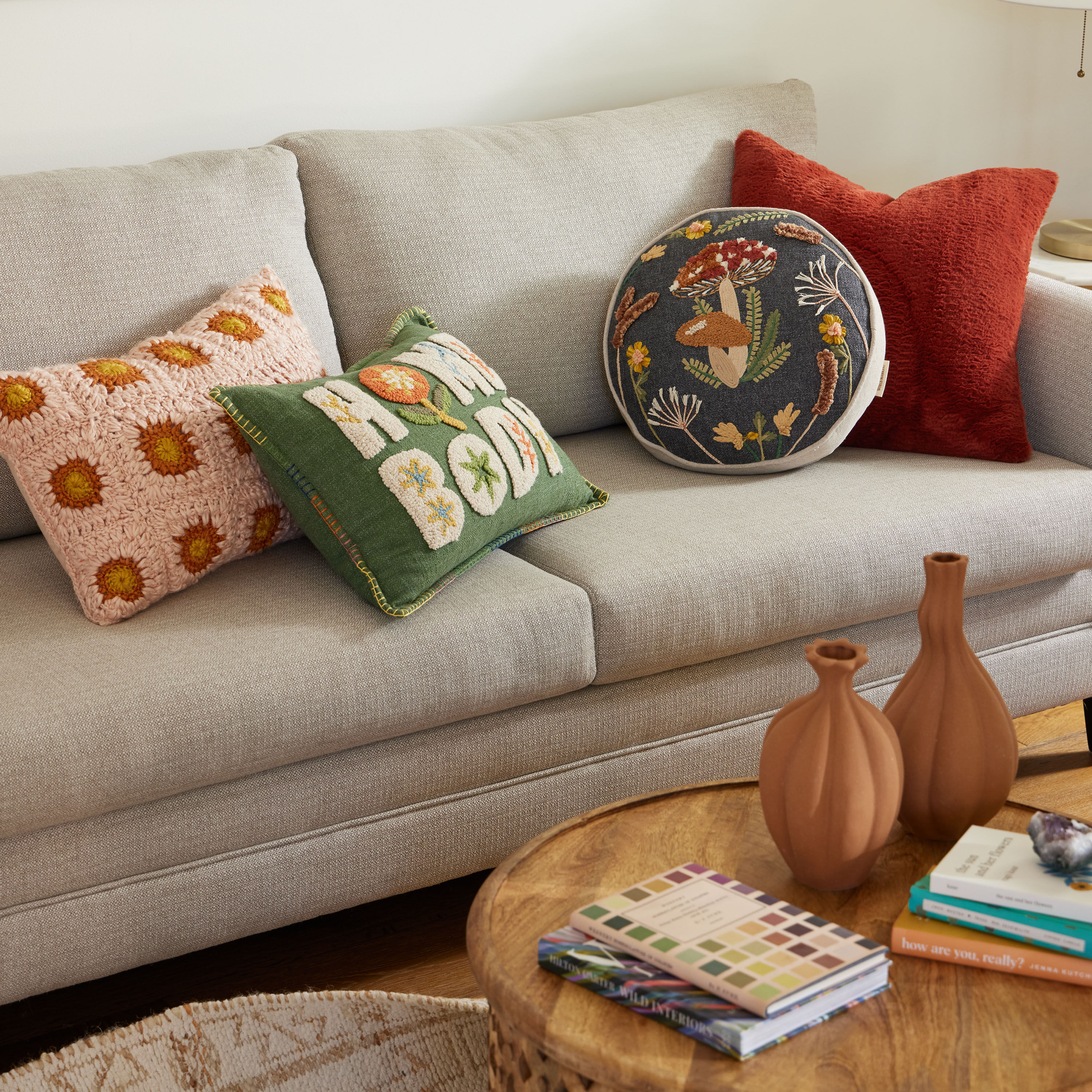 Green Tufted Homebody Lumbar Pillow