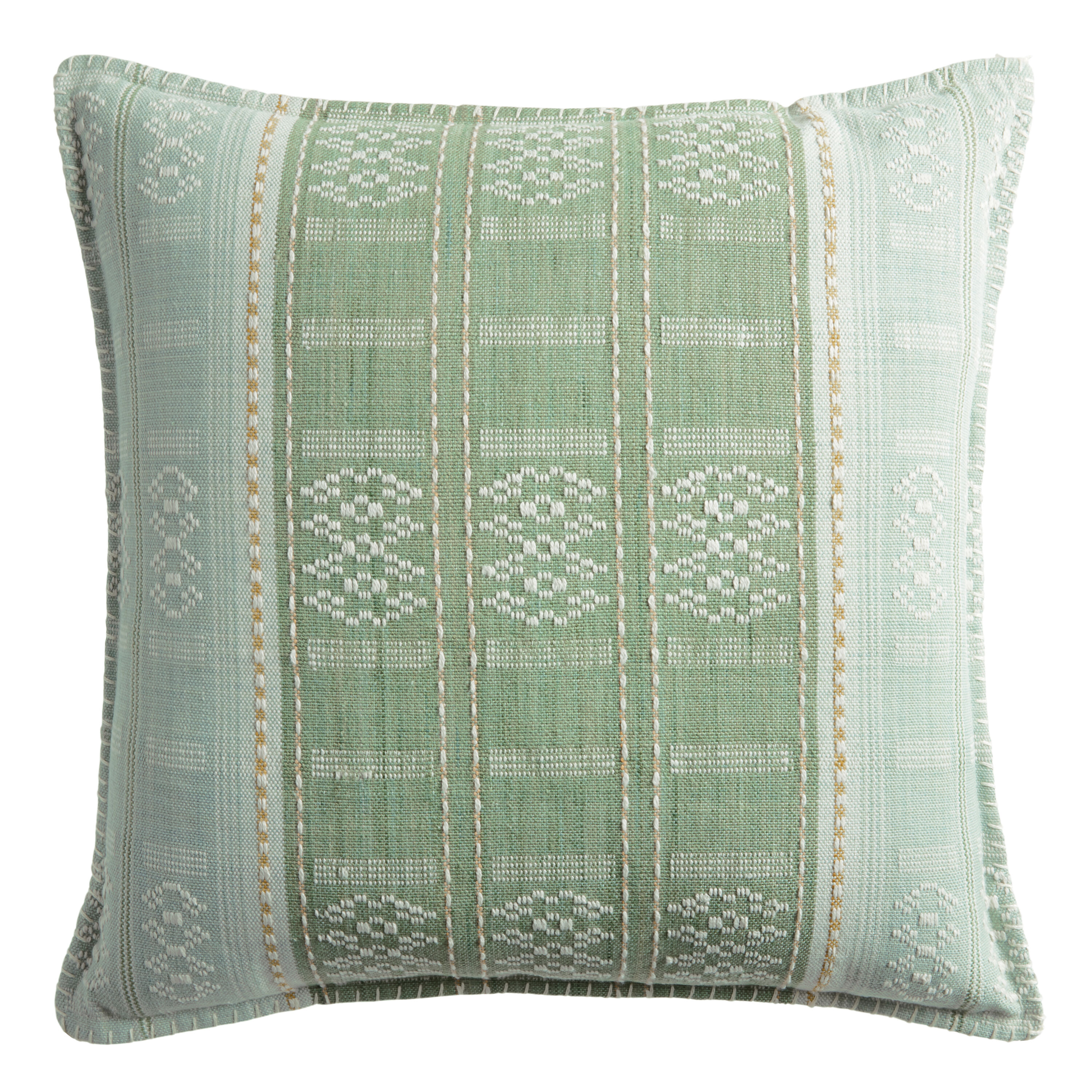 Umbud Stripe Embroidered Indoor Outdoor Throw Pillow