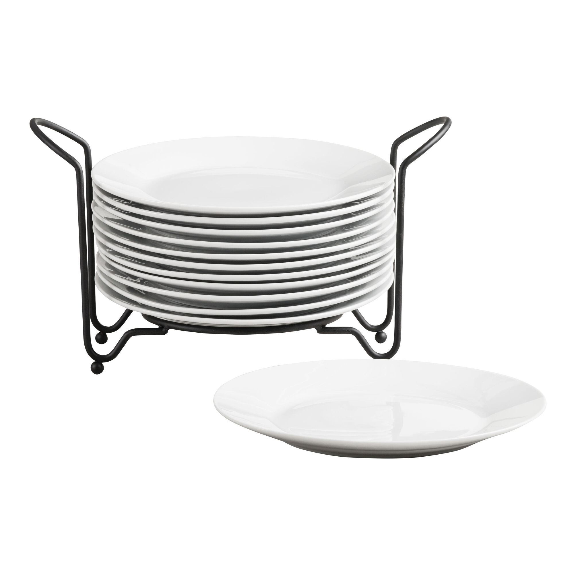 Porcelain Plates With Stacking Rack 12 Piece Set - World Market