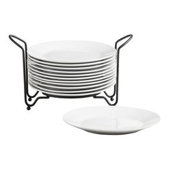 Porcelain Plates With Stacking Rack 12 Piece Set