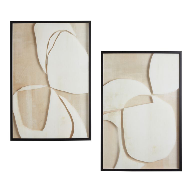 Ivory Hush Abstract Framed Glass Wall Art 2 Piece image number 1