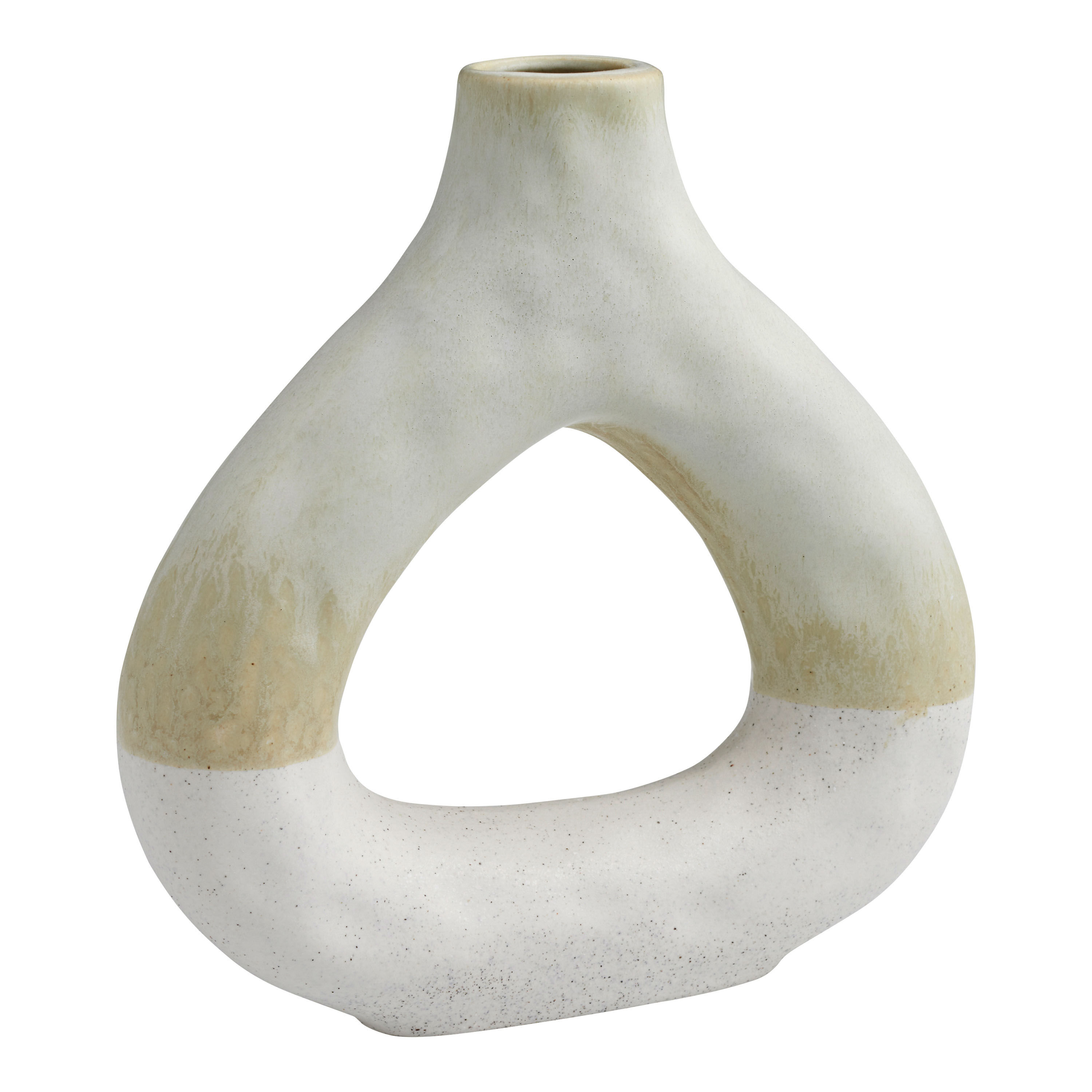 Wide Two Tone Reactive Glaze Ceramic Hollow Vase image number 0
