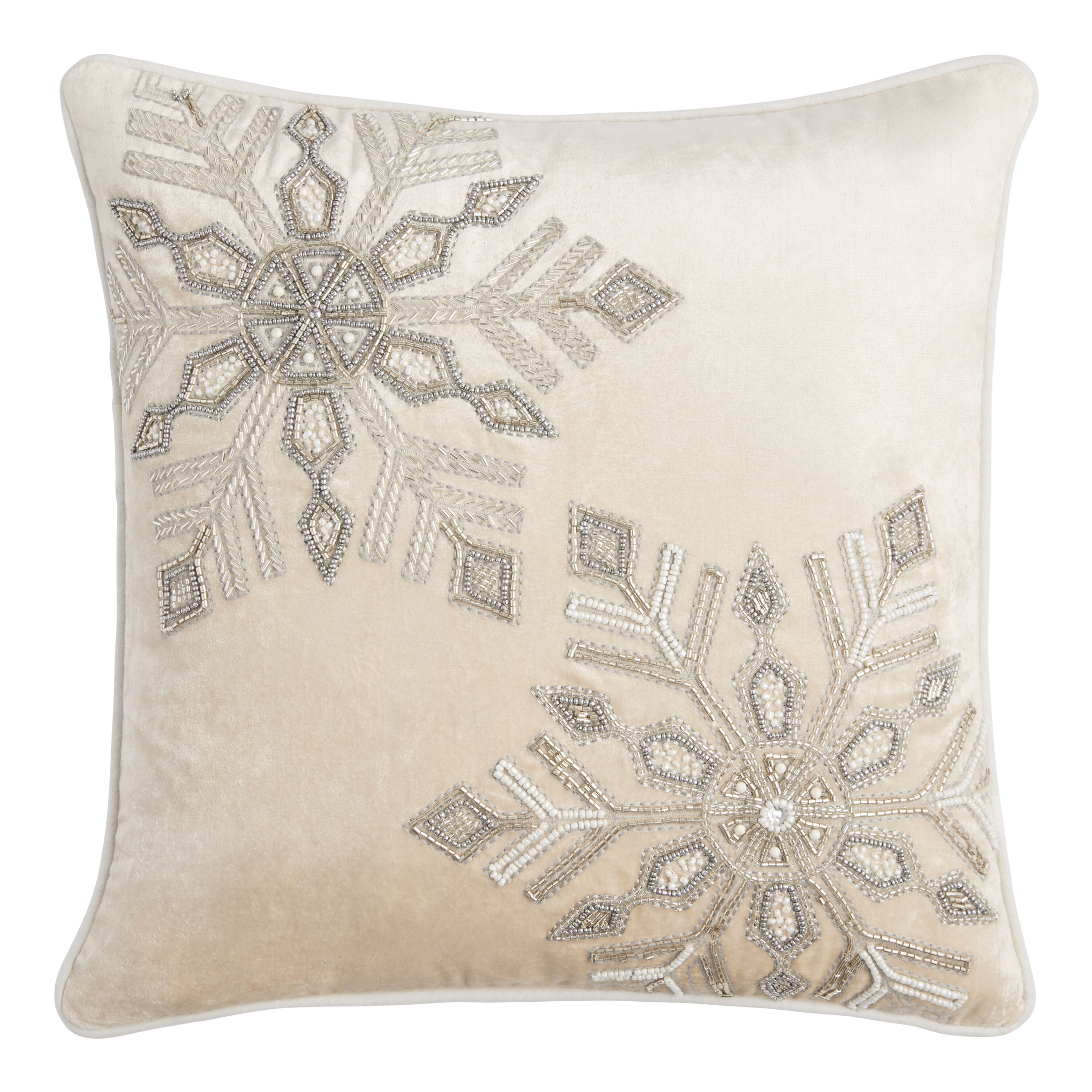 Silver Snowflake Beaded Throw Pillow World Market