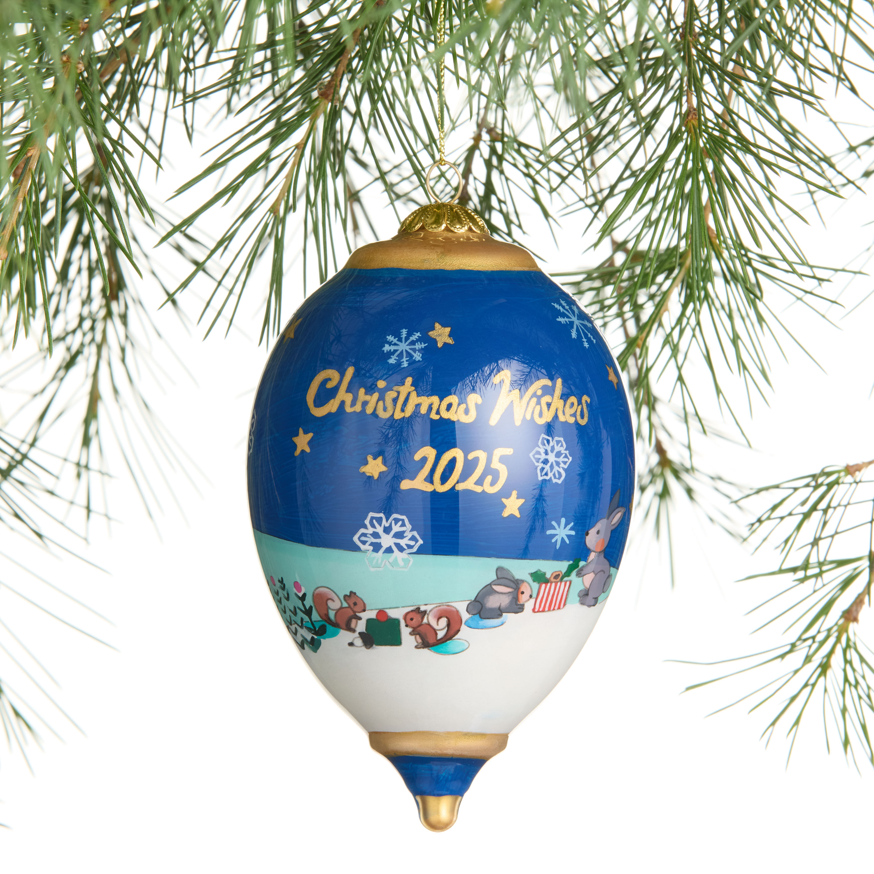 Li Bien Blue Mr. and Mrs. Claus 2025 Glass Teardrop Ornament image number 1