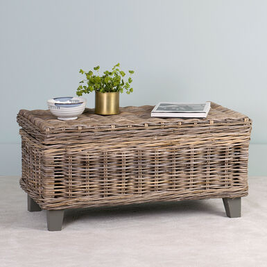 Goring Natural Rattan and Wood Coffee Table with Storage Goring Natural Rattan and Wood Coffee Table with Storage